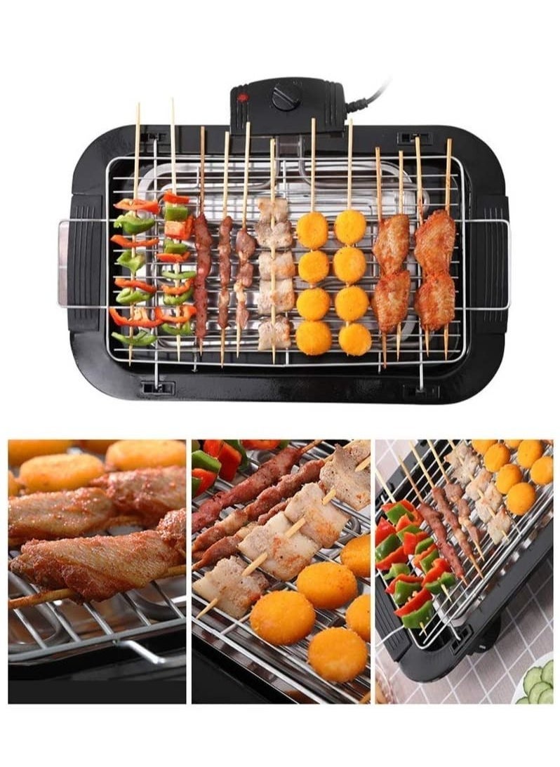 Smokeless Indoor/Outdoor Electric Grill Portable Tabletop Grill Kitchen BBQ Grills Adjustable Temperature Control,Removable Water Filled Drip Tray,2000W,Black