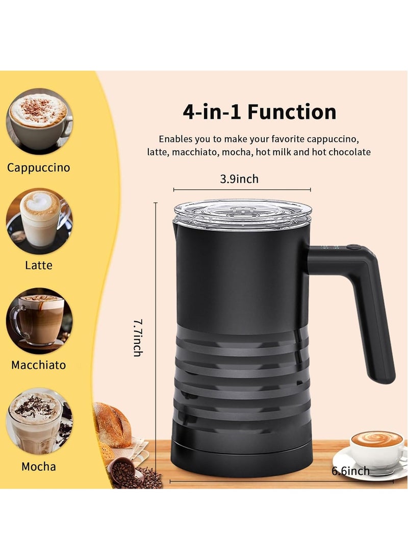 Electric Milk Frother and Steamer 4 in 1 Automatic Milk Warmer 400W Non-Stick Interior 580ml Hot and Cold Stainless Steel Milk Foam Maker for Coffee,Hot Chocolate,Milk,Latte,Cappuccinos