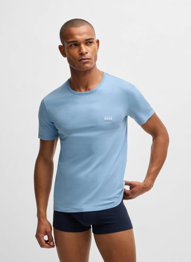 Three-pack of cotton underwear T-shirts with logo embroidery