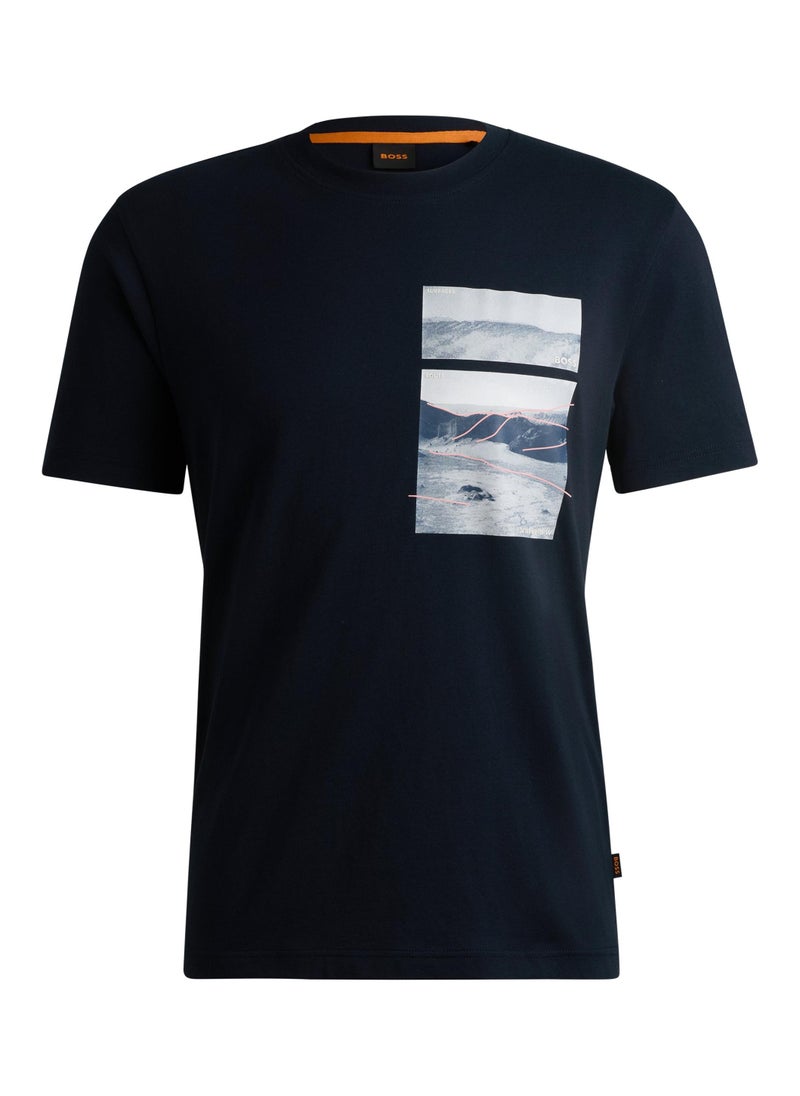 Cotton-jersey T-shirt with coordinate artwork