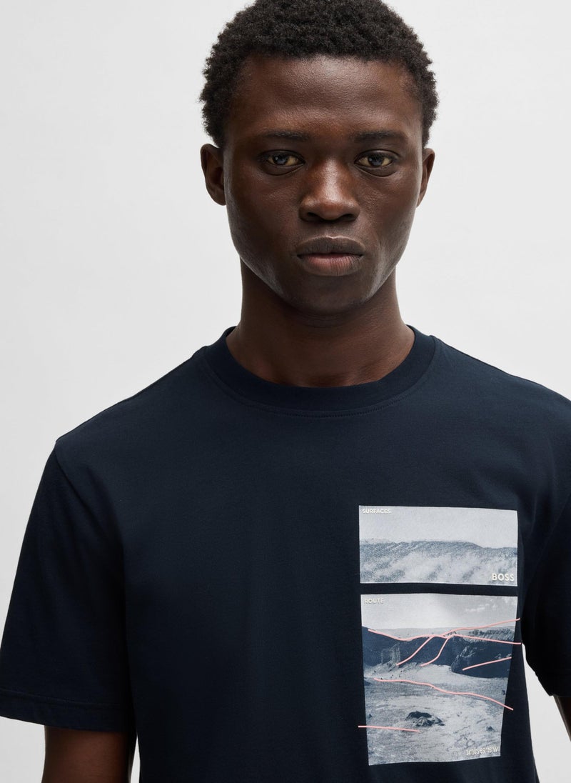 Cotton-jersey T-shirt with coordinate artwork