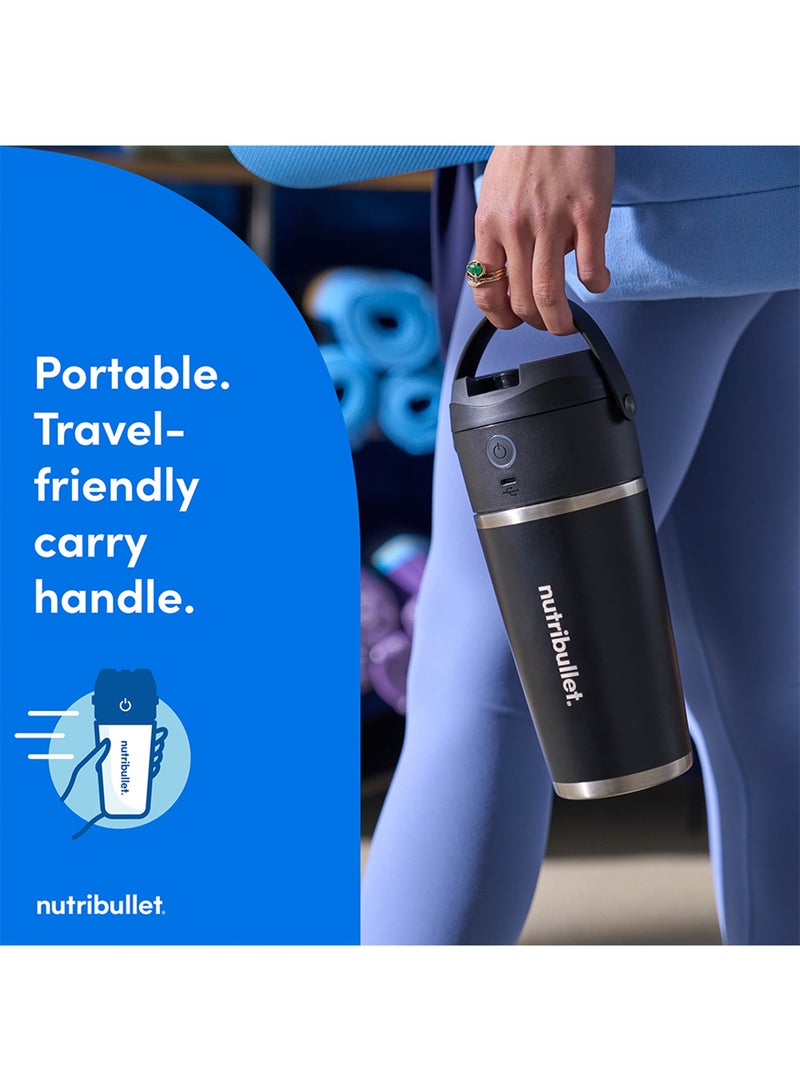 Flip Portable Blender, 8pc Set – High-Speed, Multi-Functional 11.1V Motor, Rechargeable, Self-Cleaning, 590ML Stainless Steel Cup, USB-C Charging, NFP-590, 1-Year Warranty 590 ml 350 W NBG-300 Black