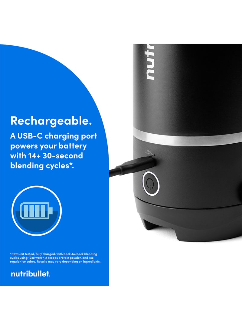 Flip Portable Blender, 8pc Set – High-Speed, Multi-Functional 11.1V Motor, Rechargeable, Self-Cleaning, 590ML Stainless Steel Cup, USB-C Charging, NFP-590, 1-Year Warranty 590 ml 350 W NBG-300 Black