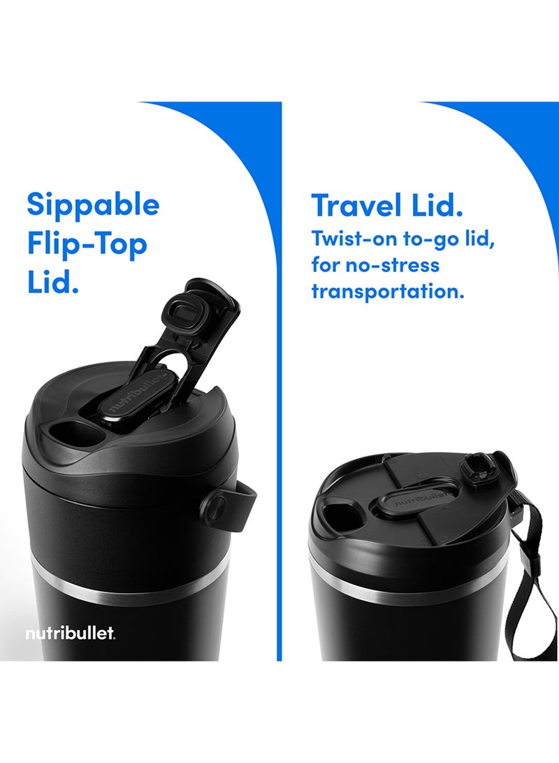 Flip Portable Blender, 8pc Set – High-Speed, Multi-Functional 11.1V Motor, Rechargeable, Self-Cleaning, 590ML Stainless Steel Cup, USB-C Charging, NFP-590, 1-Year Warranty 590 ml 350 W NBG-300 Black