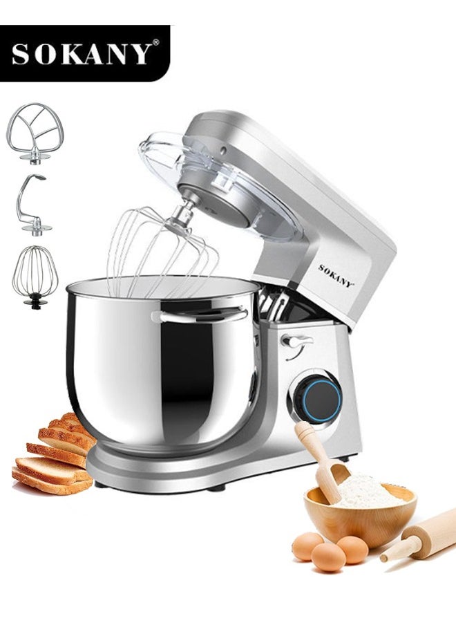 Stand Mixer Kitchen Machine,11L/6 Speed 1700W Electric Food Mixer with Stainless Steel Mixing Bowl  with Pulse or Eject Button Whisk Beaters Dough Hook,Ideal for Bread and Dough,SK-269,Silver