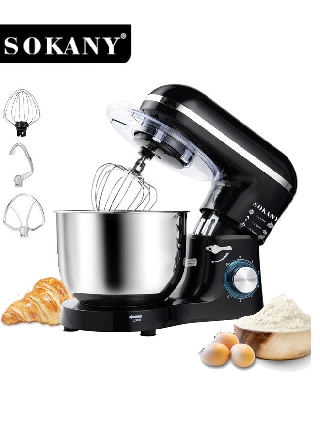 Kitchen Stand Mixer,  with 8L Stainless Steel Bowl, 6 Speed Settings, Electric Food Mixer with Dough for Versatile Baking, Mixing and Kneading, Ideal for Precision Baking ,SK-275,Black/Silver