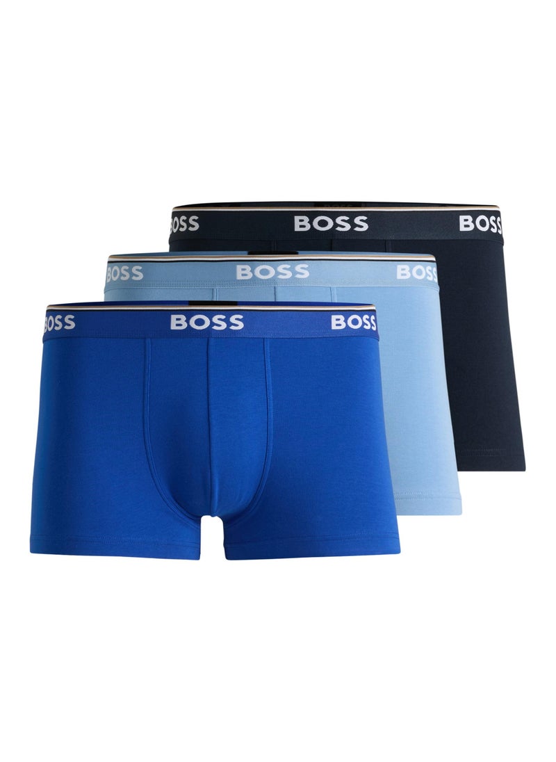 Three-pack of stretch-cotton trunks with logo waistbands