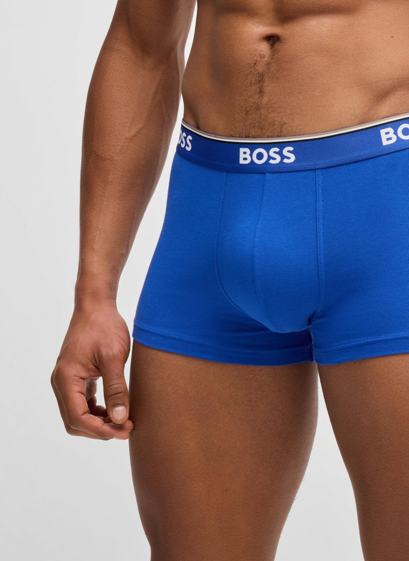 Three-pack of stretch-cotton trunks with logo waistbands