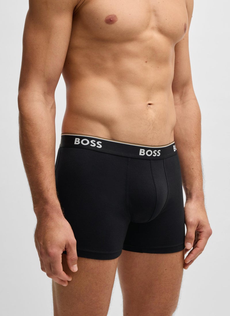 Three-pack of stretch-cotton boxer briefs with logos