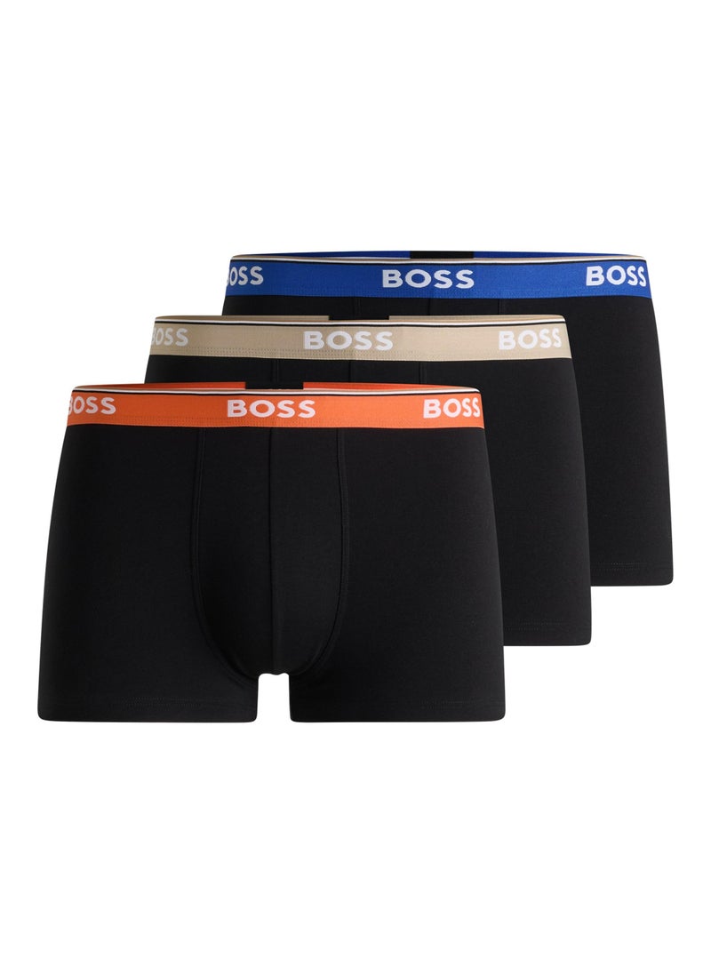 Three-pack of stretch-cotton trunks with logo waistbands