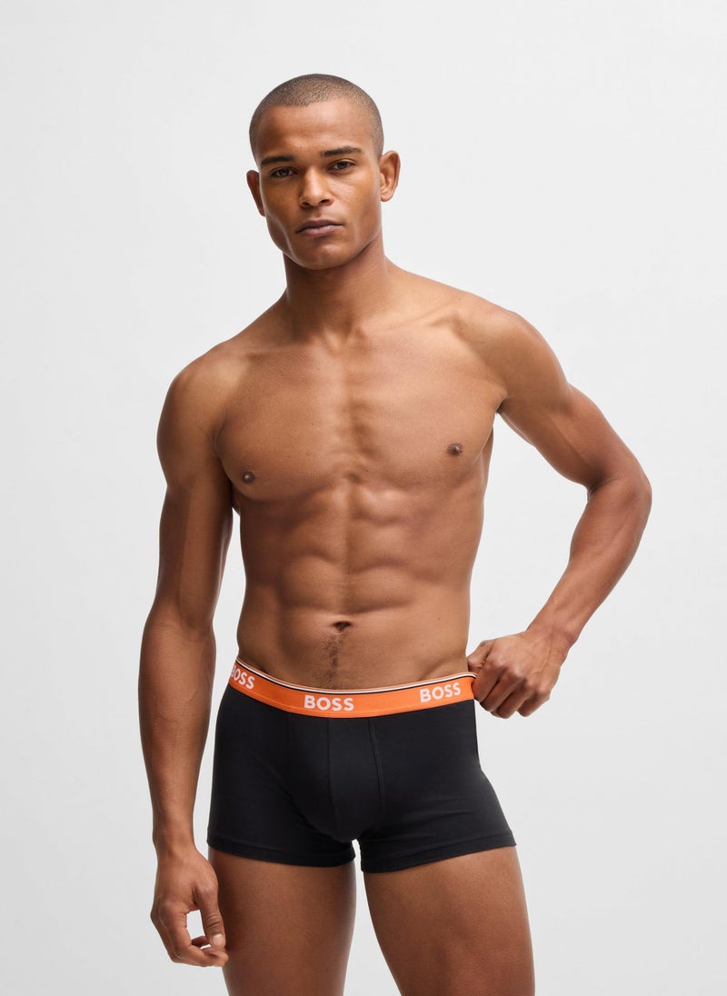 Three-pack of stretch-cotton trunks with logo waistbands