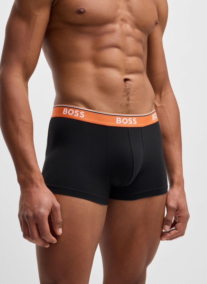 Three-pack of stretch-cotton trunks with logo waistbands