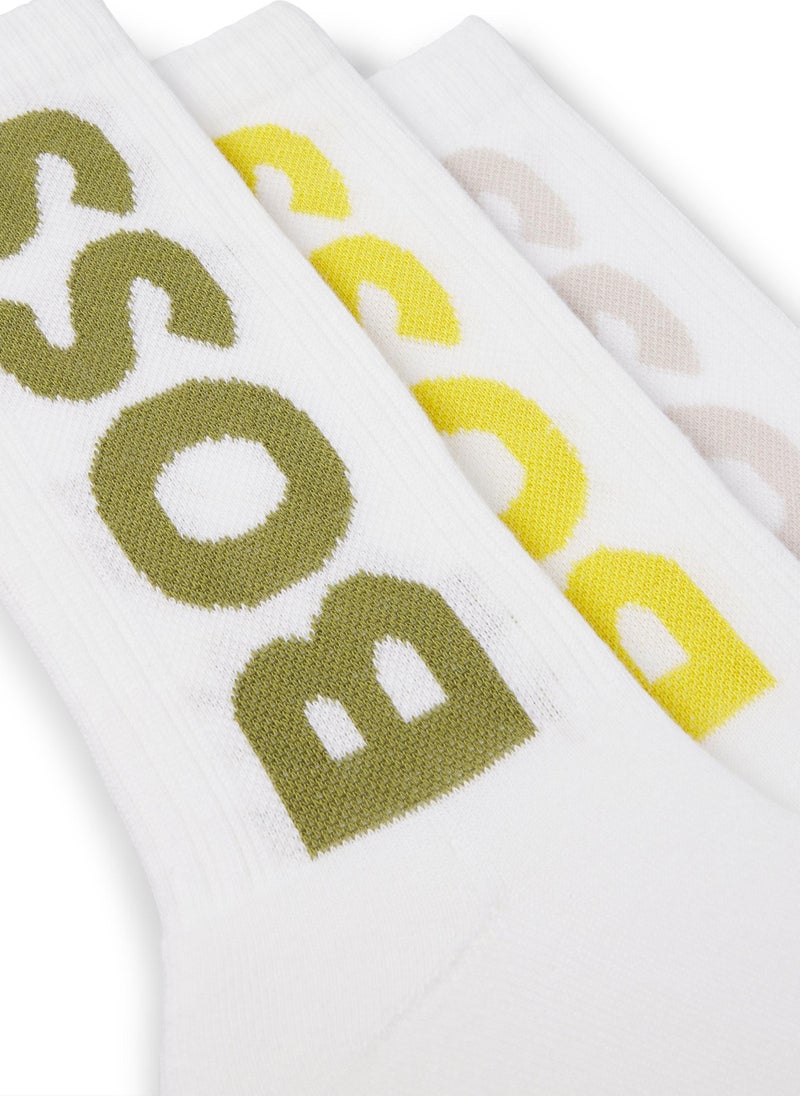 Three-pack of short socks with large logos