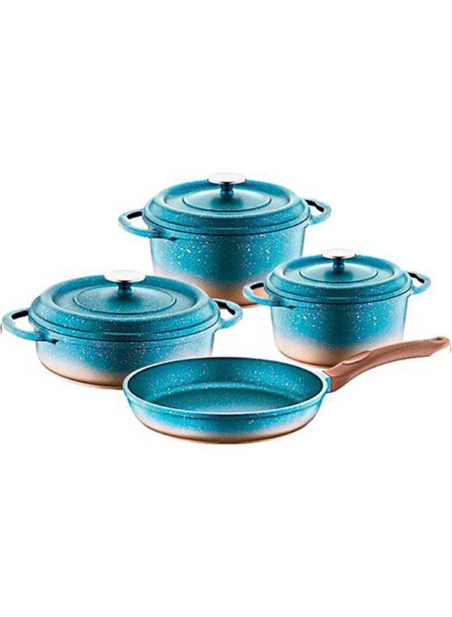 7-Piece Non Stick Die Cast Cookware With Lid Set Mint 26cm