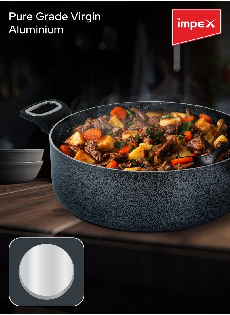 10-Piece Aluminum Cookware Set,5 Layer Super Granite Coating, Non-Stick Surface, Fry Pan 24cm,3 Saucepan with Lid 28\24\20cm, Milk Pan with Lid 18cm And Spatula, PFOA Free-NCB 7110