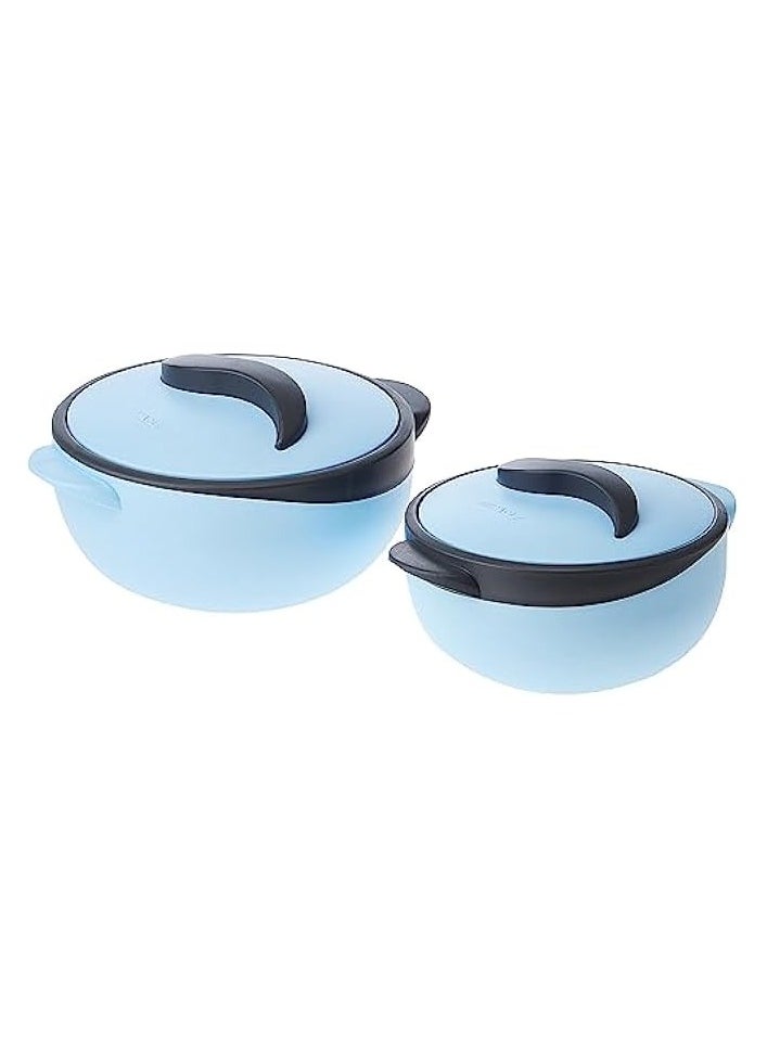 4-Piece Casserole Set Super PU Insulation Hot Pot with Stainless Steel Inner Casing Dishwasher Safe Serving Dishes with Lids Food Storage Container & Warmers,BLUE