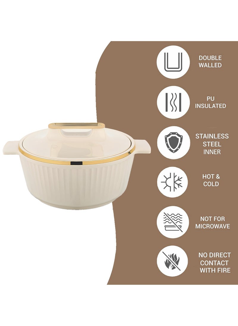 Fancy Casserole Stainless Steel Insulated Hotpot 3500ML - Beige