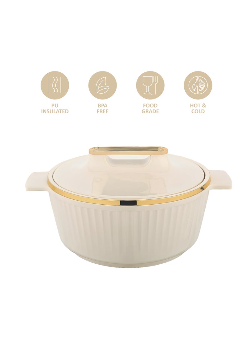 Fancy Casserole Stainless Steel Insulated Hotpot 3500ML - Beige