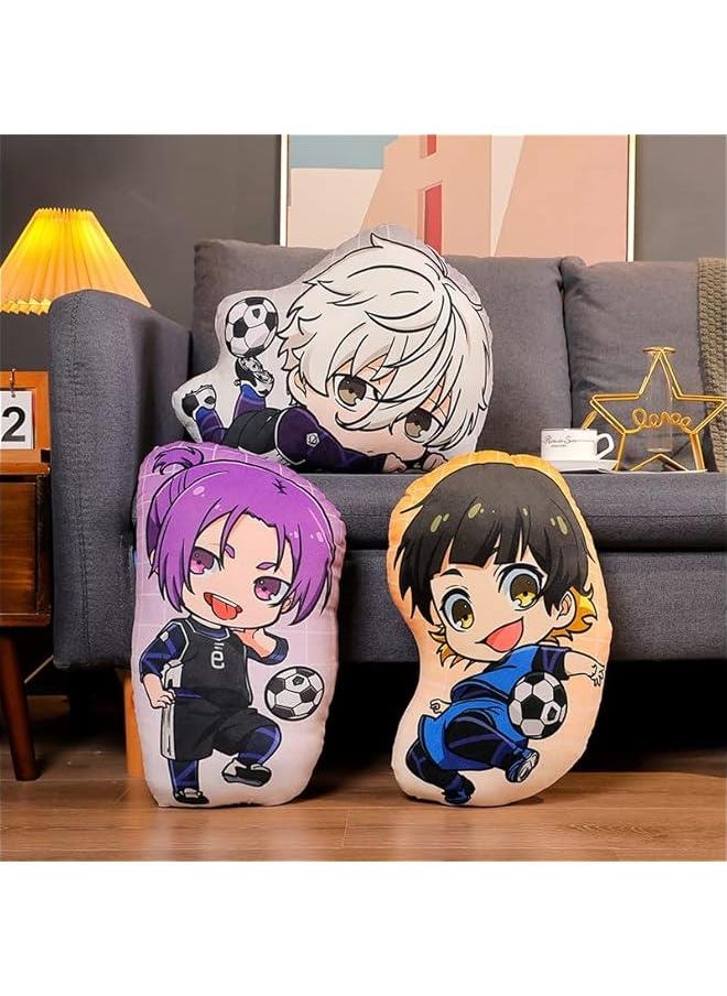 Ainme Rin Itoshi Plush Doll Pillow Soft Stuffed Plushie Figure, Cartoon Manga Back Cushion Throw Pillows Puppets Sofa Decorative Xmas Gifts