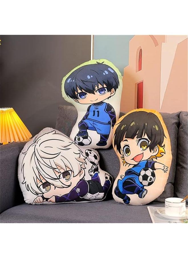 Ainme Rin Itoshi Plush Doll Pillow Soft Stuffed Plushie Figure, Cartoon Manga Back Cushion Throw Pillows Puppets Sofa Decorative Xmas Gifts