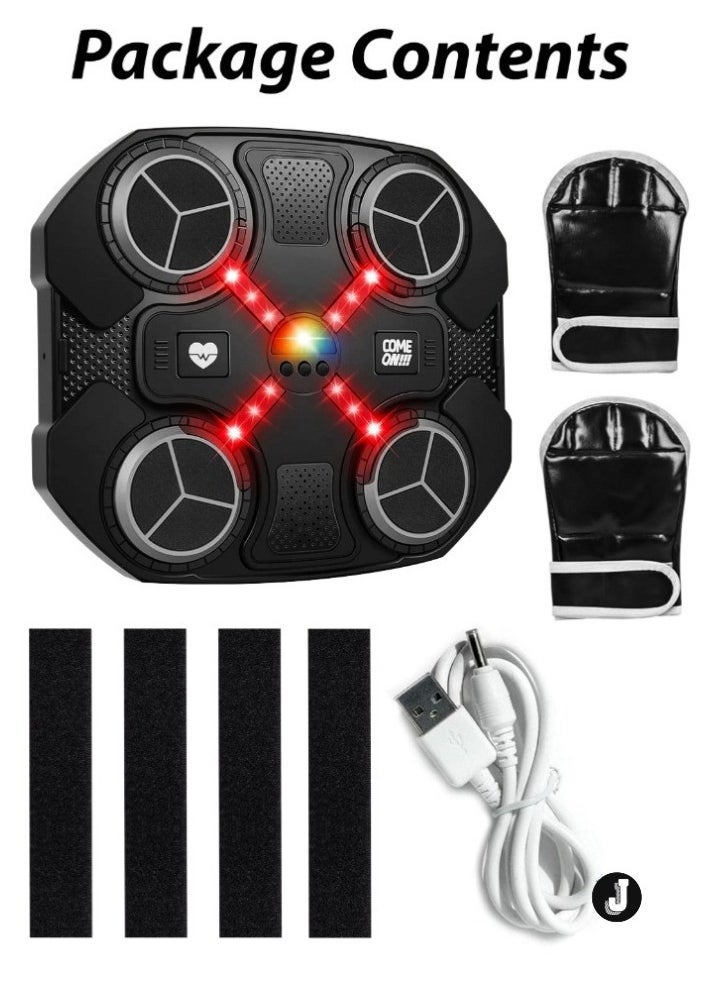 Kids Music Boxing Machine with Bluetooth – Adjustable Height, 3 Reaction Training Modes, Smart Punching Pad for Ages 3-14, Wall-Mounted Fitness Trainer with EVA Foam Area, Gloves & Velcro Included