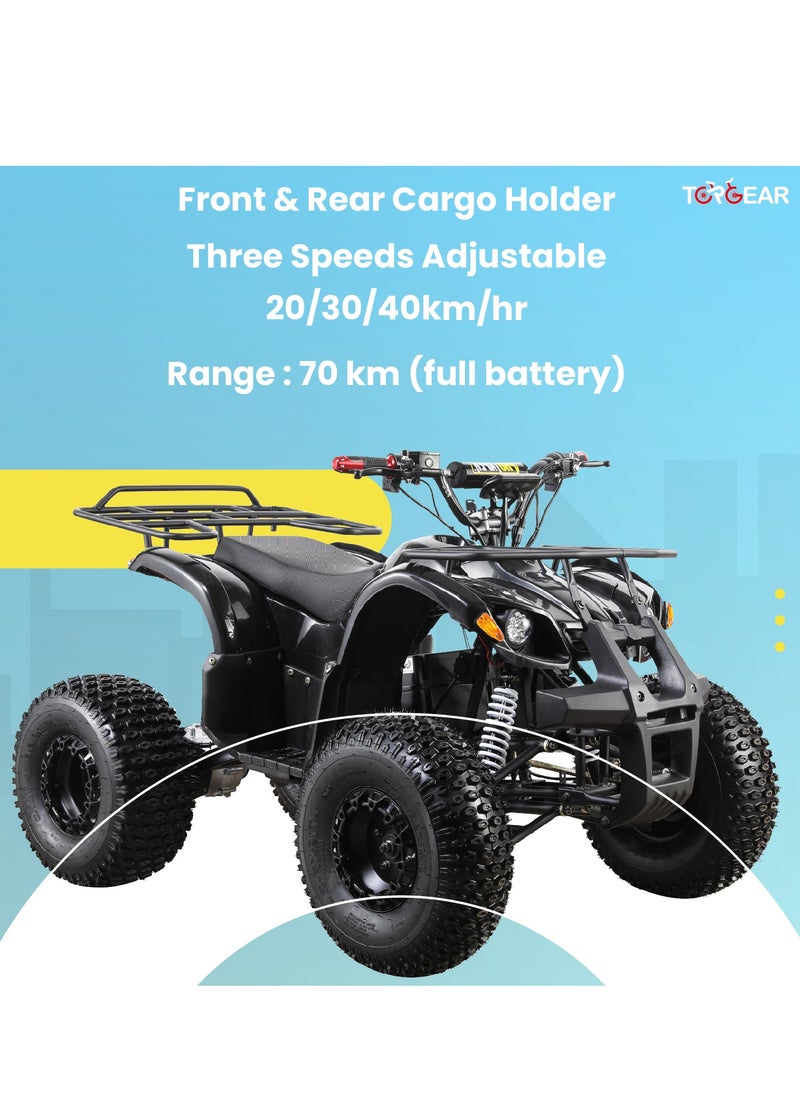 Top Gear TG 450 Electric Quad Bike for Adults, 60V 500W Motor with 3-Speed Adjustment, Disc Brakes, Dual Suspension, LED Lights, and 70KM Range  - Orange