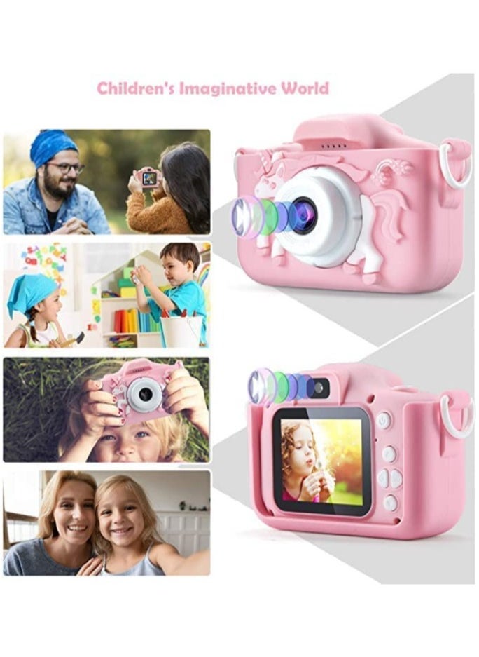 Kids Camera for Girls and Boys, Kids Digital Dual Camera 20MP Video Camcorder Anti-Drop Children Cartoon Selfie Camera, Camera for Kids with Games, Birthday Gift,32 gb mamory card supported