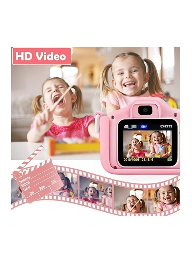 Kids Camera for Girls and Boys, Kids Digital Dual Camera 20MP Video Camcorder Anti-Drop Children Cartoon Selfie Camera, Camera for Kids with Games, Birthday Gift,32 gb mamory card supported
