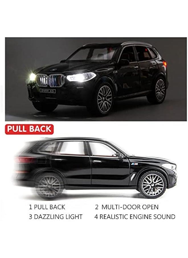 1:32 Comapatible for X5 SUV Model Car Toy, Zinc Alloy Pull Back Toy car with Sound and Light for Kids Boy Girl Gift(Black)