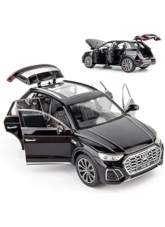 1/24 Compatible for Audi Q5 SUV Model Car, Zinc Alloy Pull Back Toy car with Sound and Light for Kids Boy Girl Gift(Black), XA2408