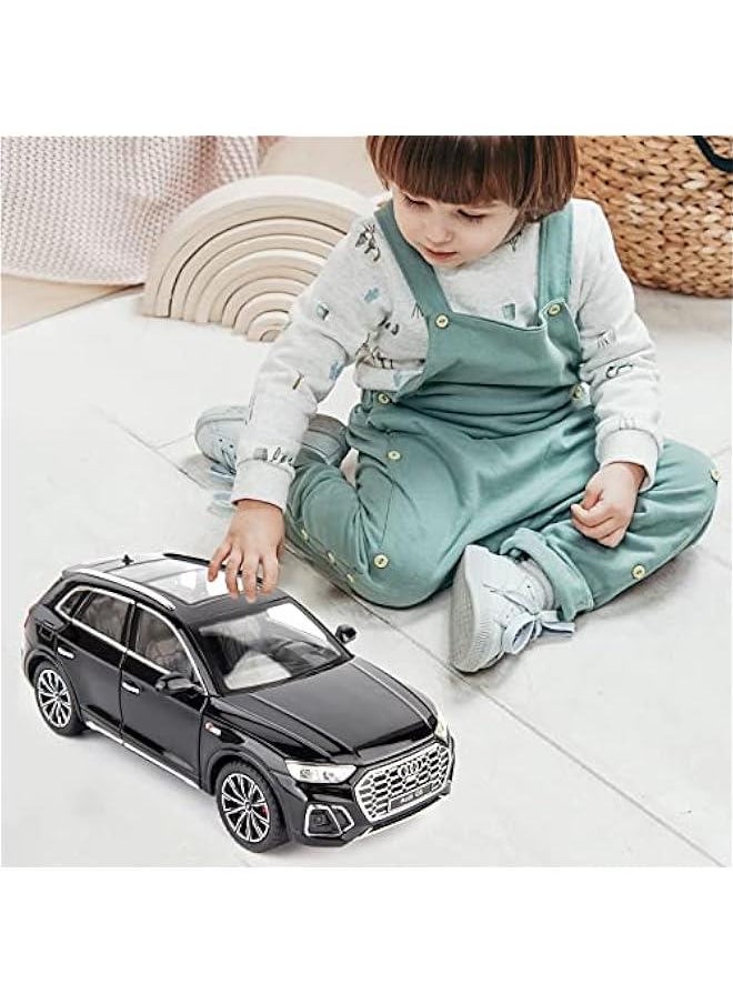 1/24 Compatible for Audi Q5 SUV Model Car, Zinc Alloy Pull Back Toy car with Sound and Light for Kids Boy Girl Gift(Black), XA2408