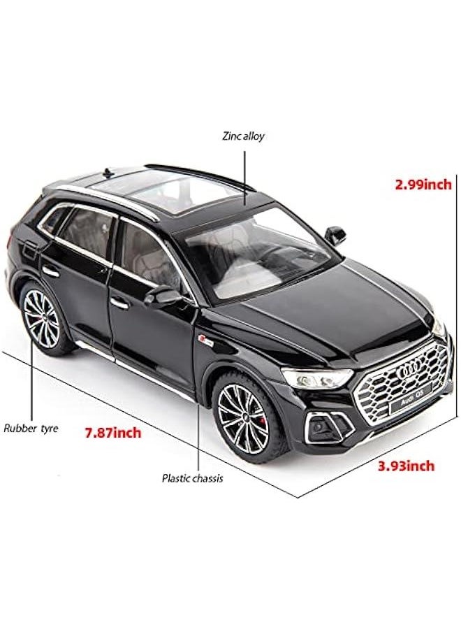 1/24 Compatible for Audi Q5 SUV Model Car, Zinc Alloy Pull Back Toy car with Sound and Light for Kids Boy Girl Gift(Black), XA2408