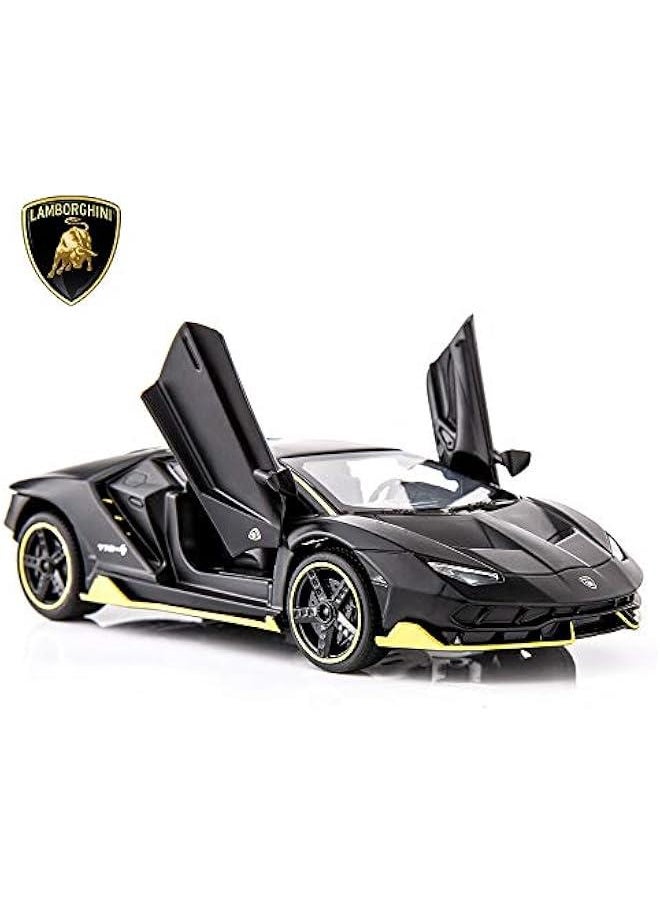 1:32 Lambo LP770 Car Model Toy Child Sound and Light Pull Back Car Zinc Alloy Toys for Kids Boy Girl Gift (Black)