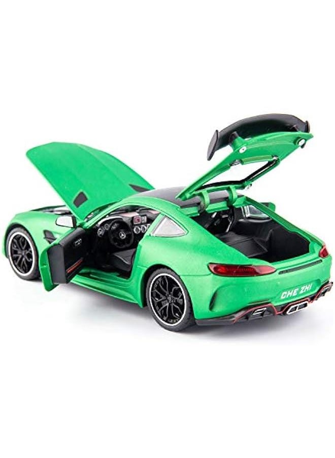 1/24 Benz AMG GTR Toy Cars Model Car, Zinc Alloy Pull Back Toy car with Sound and Light for Kids Boy Girl Gift(Green)