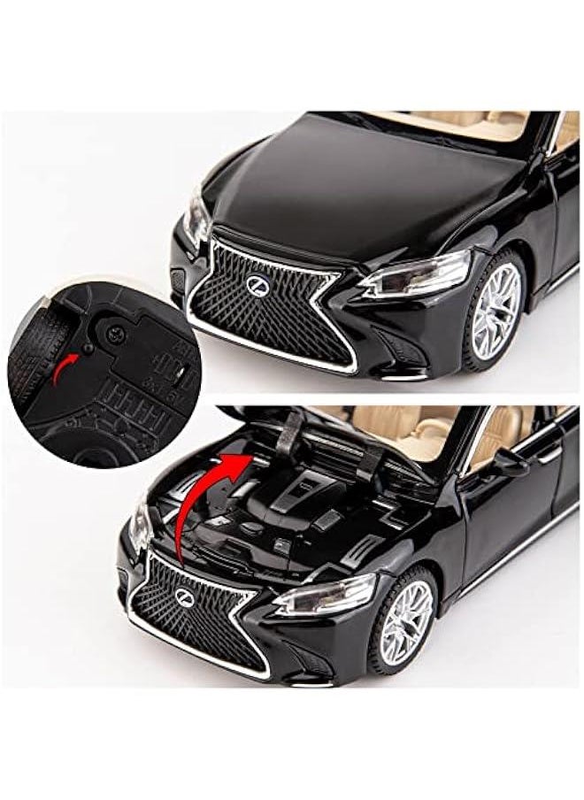 1/32 Compatible for Lexus Ls500h Model Car, Zinc Alloy Pull Back Toy car with Sound and Light for Kids Boy Girl Gift(Black)