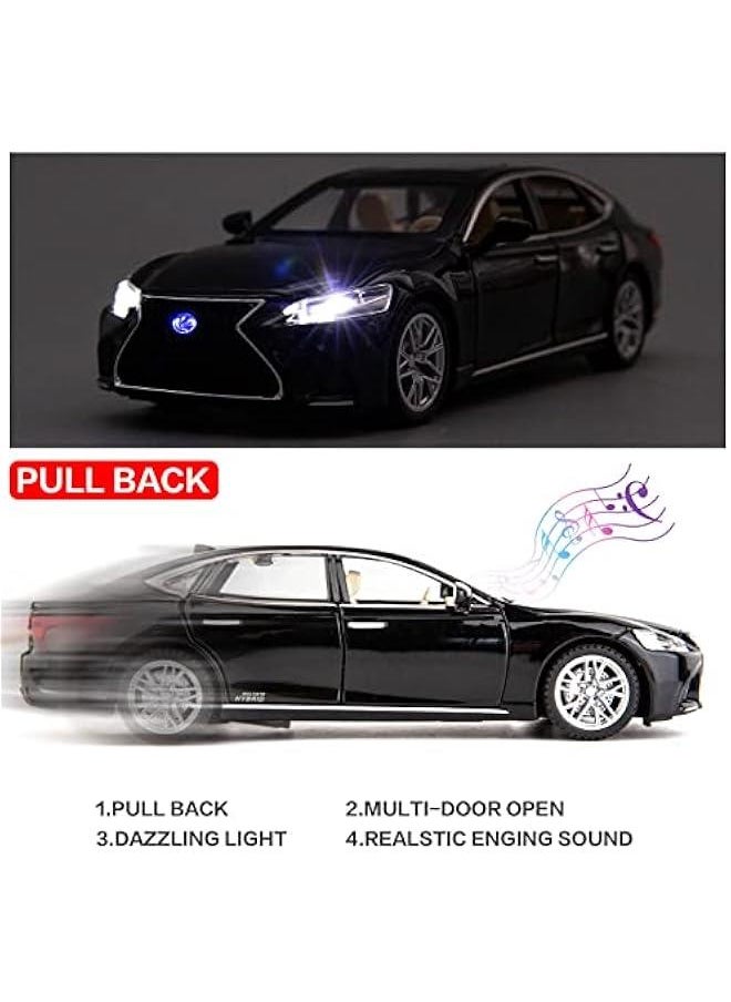 1/32 Compatible for Lexus Ls500h Model Car, Zinc Alloy Pull Back Toy car with Sound and Light for Kids Boy Girl Gift(Black)