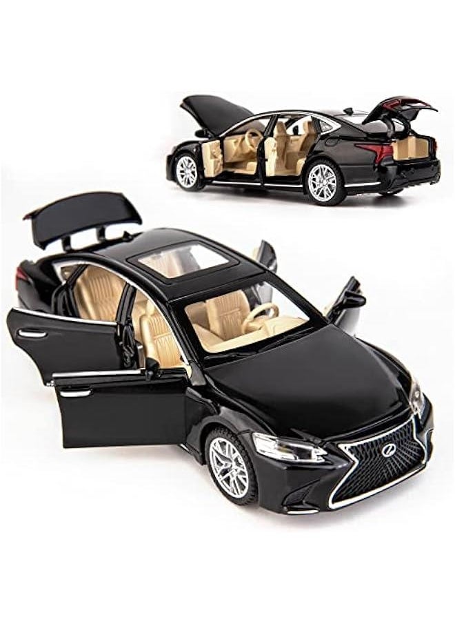 1/32 Compatible for Lexus Ls500h Model Car, Zinc Alloy Pull Back Toy car with Sound and Light for Kids Boy Girl Gift(Black)