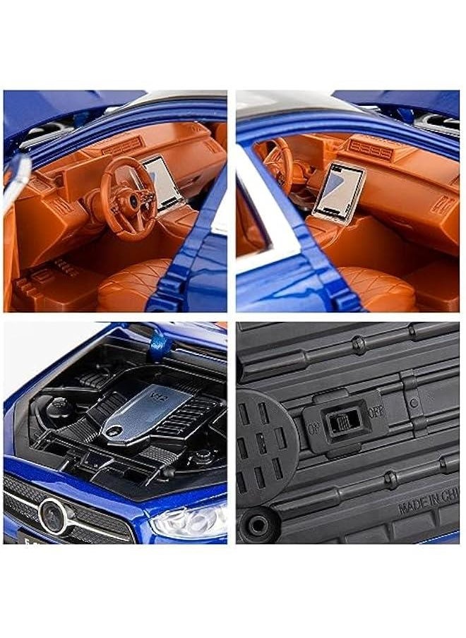 1/24 Benz E300 Model Car,Zinc Alloy Pull Back Toy Diecast Toy Cars with Sound and Light for Kids Boy Girl Gift(Blue)