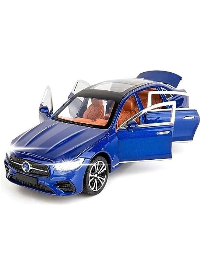 1/24 Benz E300 Model Car,Zinc Alloy Pull Back Toy Diecast Toy Cars with Sound and Light for Kids Boy Girl Gift(Blue)