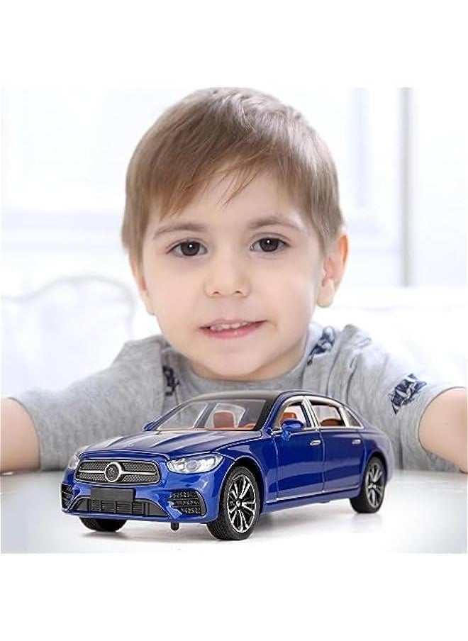 1/24 Benz E300 Model Car,Zinc Alloy Pull Back Toy Diecast Toy Cars with Sound and Light for Kids Boy Girl Gift(Blue)