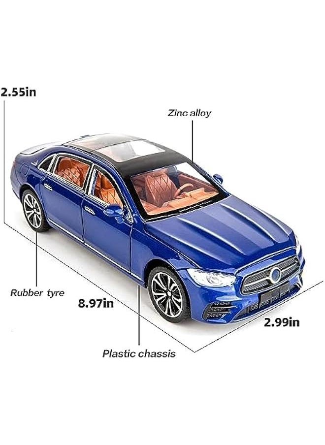 1/24 Benz E300 Model Car,Zinc Alloy Pull Back Toy Diecast Toy Cars with Sound and Light for Kids Boy Girl Gift(Blue)