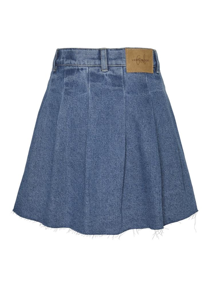 Kids Denim Pleated High Waist Skirt