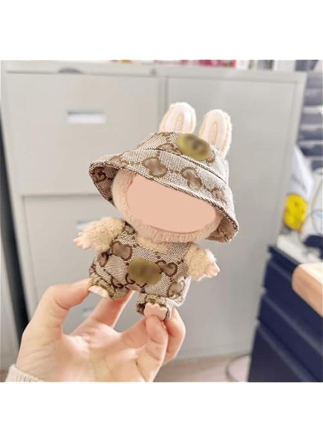 Labubu Clothes for Doll - Adorable Pink & Brown Outfit for 17cm Dolls, Stylish Labubu Accessories for Play,17cm labubu Dolls Accessories 17cm labubu Dolls Accessories (Style A(Clothes + Hats))