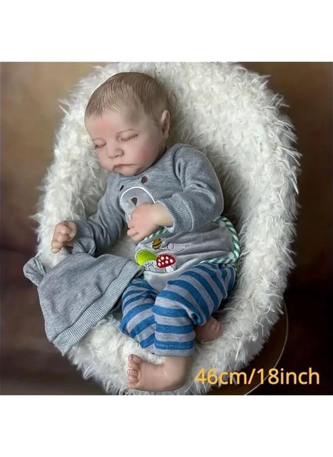 Lifelike Reborn Baby Dolls, 18 Inch Real Life Baby Doll, Lifelike Handmade Doll Full Body Vinyl Baby Doll, The Best Gift for Kids Age 3+