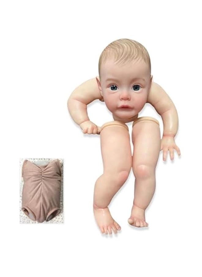 24 Inches Already Painted Realistic Reborn Doll Parts Awake Lifelike Newborn Baby Detailed Painting with Visible Veins Eyes Cloth Body Included