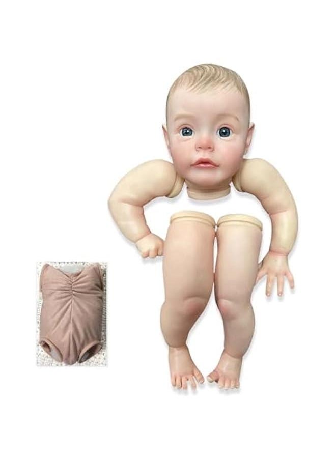 24 Inches Already Painted Realistic Reborn Doll Parts Awake Lifelike Newborn Baby Detailed Painting with Visible Veins Eyes Cloth Body Included