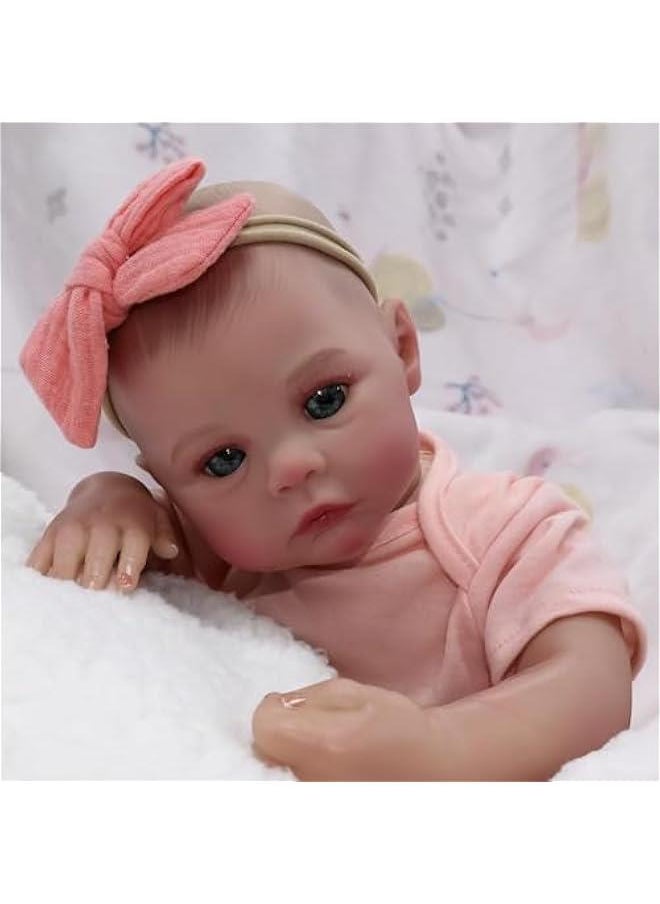 Lifelike Reborn Baby Dolls, 18 Inch Real Life Baby Doll, Lifelike Handmade Doll Full Body Vinyl Baby Doll, The Best Gift for Kids Age 3+ (MANDOW.P)