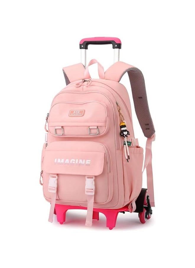 Solid Color Kids School Rolling Backpack for Boys Primary Students Wheeled Bag Elementary Bookbags for Girls