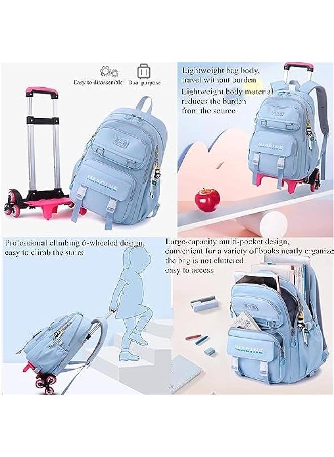 Solid Color Kids School Rolling Backpack for Boys Primary Students Wheeled Bag Elementary Bookbags for Girls