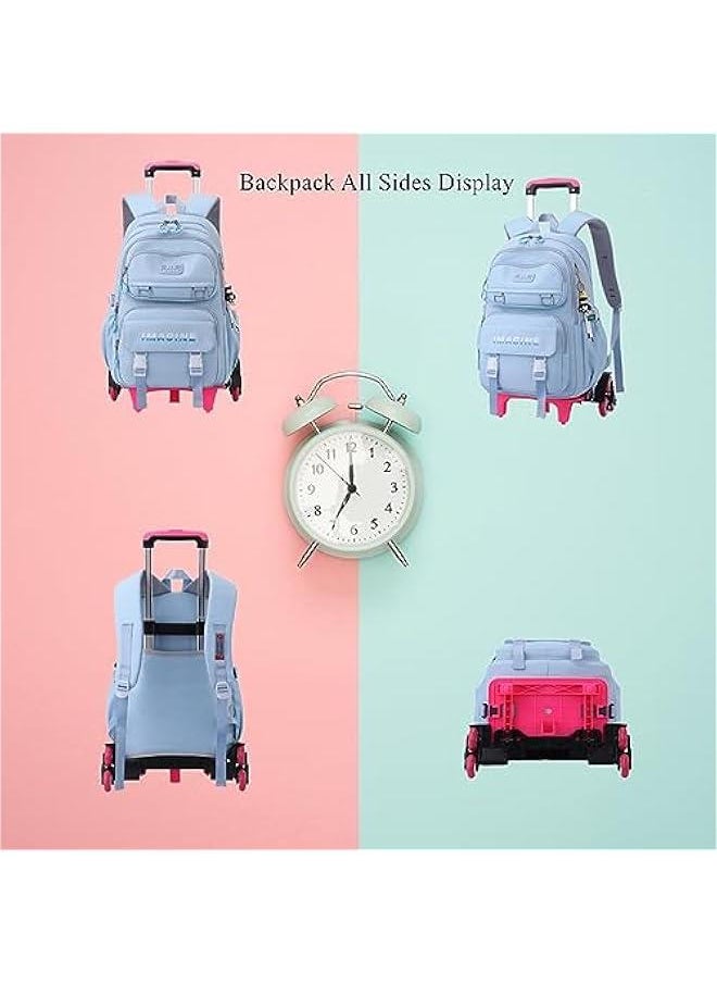 Solid Color Kids School Rolling Backpack for Boys Primary Students Wheeled Bag Elementary Bookbags for Girls